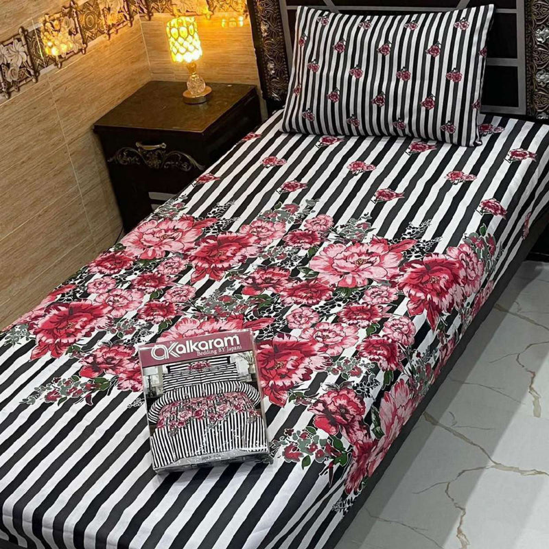 Alkaram 4Pc Mix Cotton Single Pair Bedsheets| Shop Now