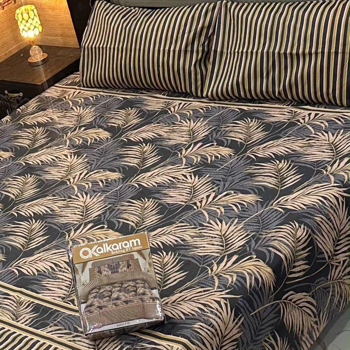 Alkaram 3Pc Mix Cotton King Pair Bedsheets