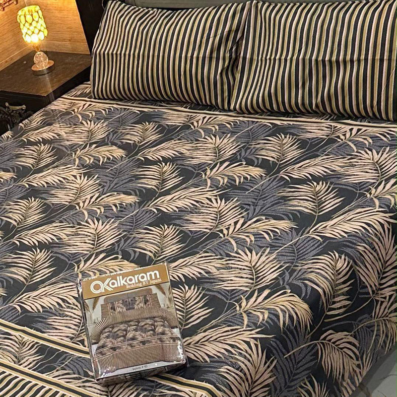 Alkaram 3Pc Mix Cotton King Pair Bedsheets