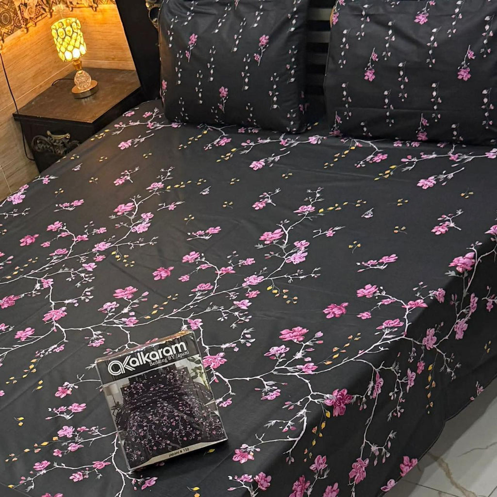 Alkaram 3Pc Mix Cotton King Pair Bedsheets