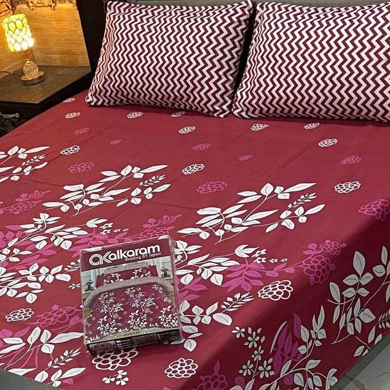 Alkaram 3Pc Mix Cotton King Pair Bedsheets