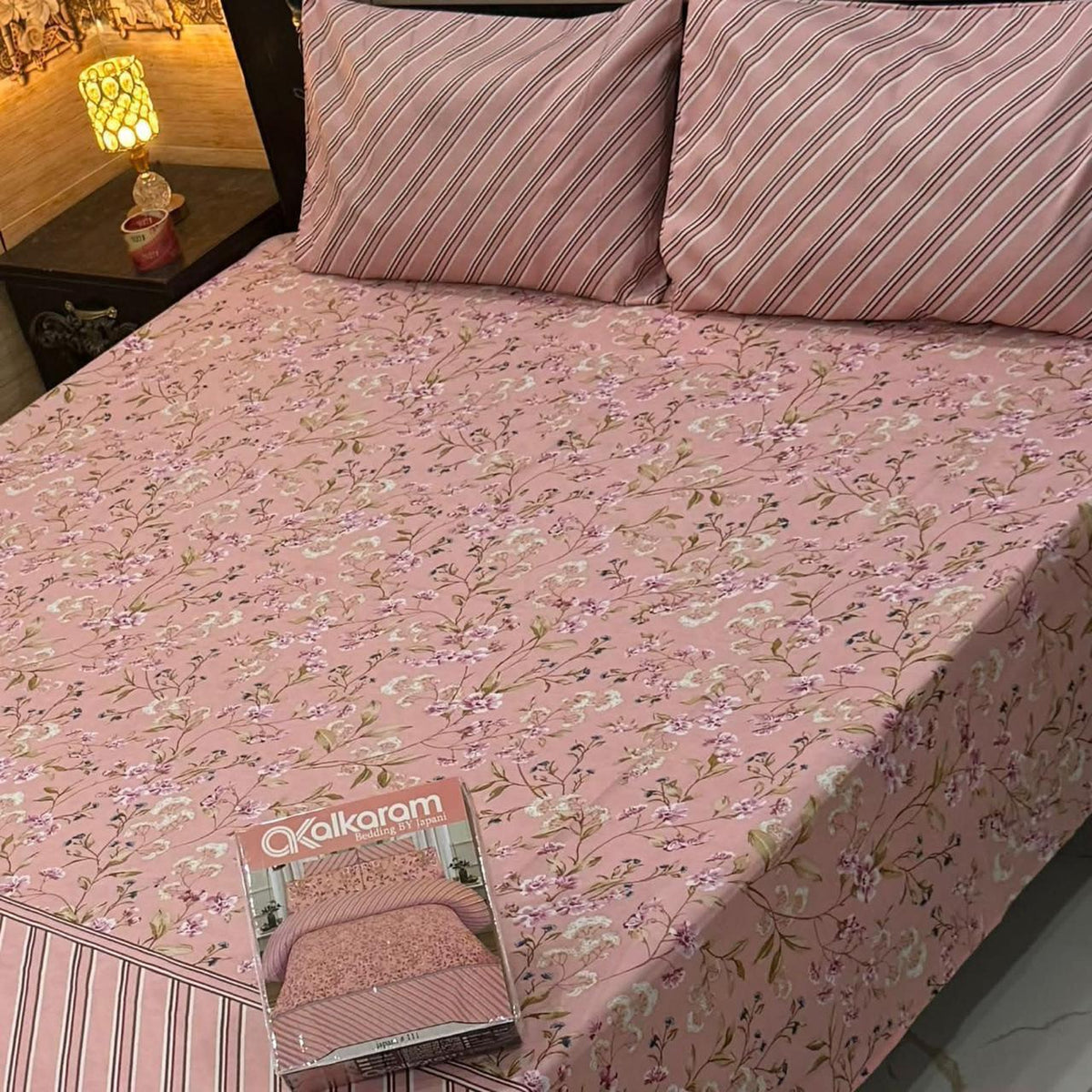 Alkaram 3Pc Mix Cotton King Pair Bedsheets
