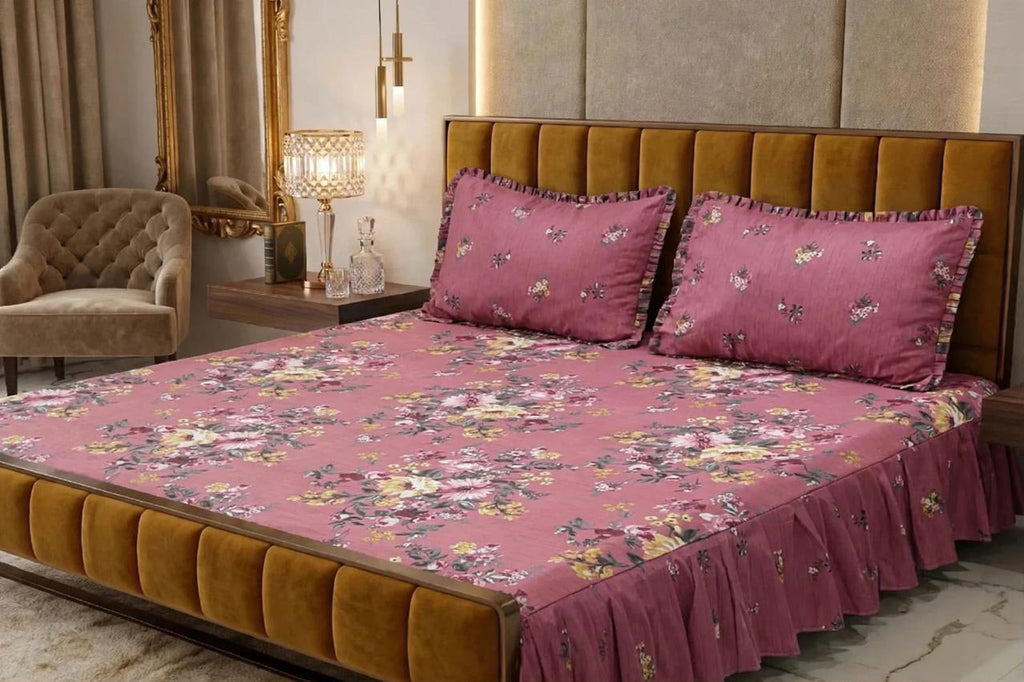 Alkaram 3Pc Stitched 2 Sided Frill Bedsheets