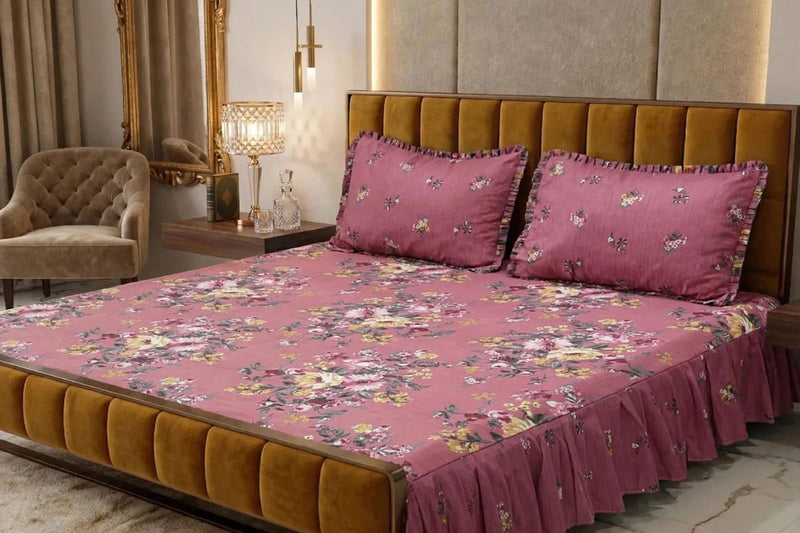 Alkaram 3Pc Stitched 2 Sided Frill Bedsheets