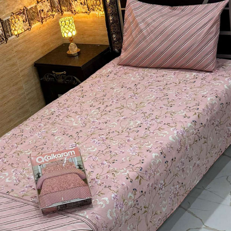 Alkaram 4Pc Mix Cotton Single Pair Bedsheets| Shop Now