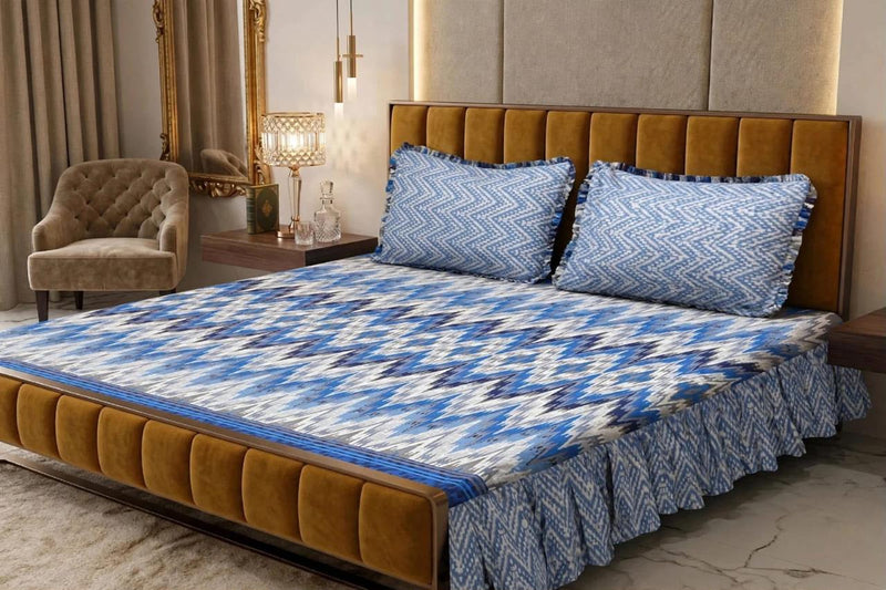 Alkaram 3Pc Stitched 2 Sided Frill Bedsheets