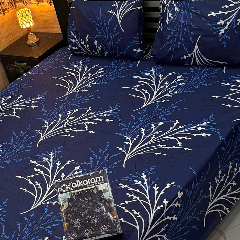 Alkaram 3Pc Mix Cotton King Pair Bedsheets