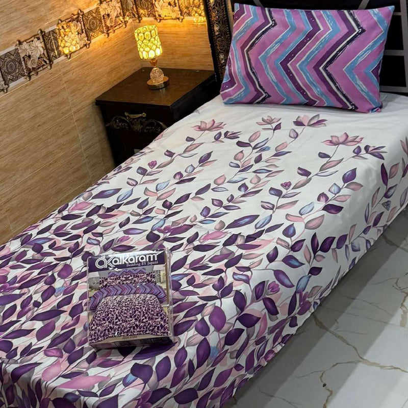 Alkaram 4Pc Mix Cotton Single Pair Bedsheets| Shop Now