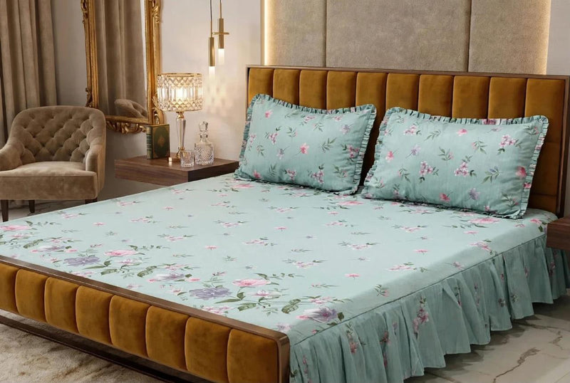 Alkaram 3Pc Stitched 2 Sided Frill Bedsheets