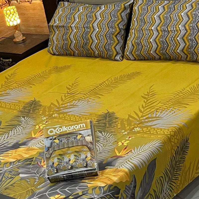 Alkaram 3Pc Mix Cotton King Pair Bedsheets