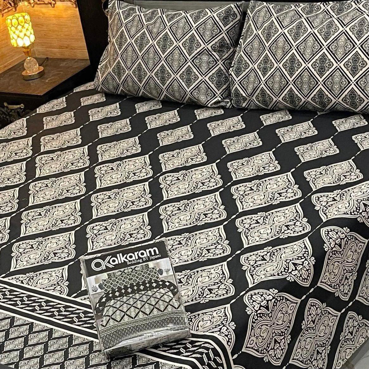 Alkaram 3Pc Mix Cotton King Pair Bedsheets