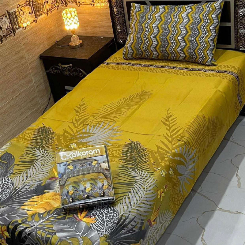 Alkaram 4Pc Mix Cotton Single Pair Bedsheets| Shop Now