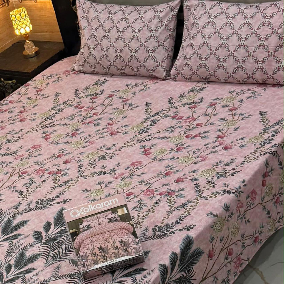 Alkaram 3Pc Mix Cotton King Pair Bedsheets