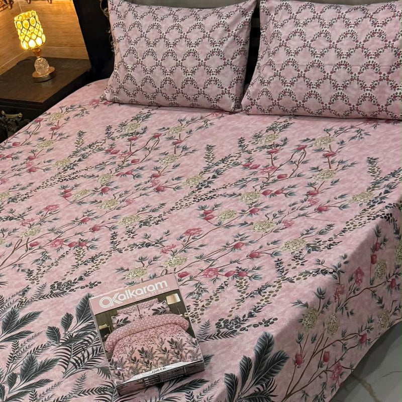 Alkaram 3Pc Mix Cotton King Pair Bedsheets