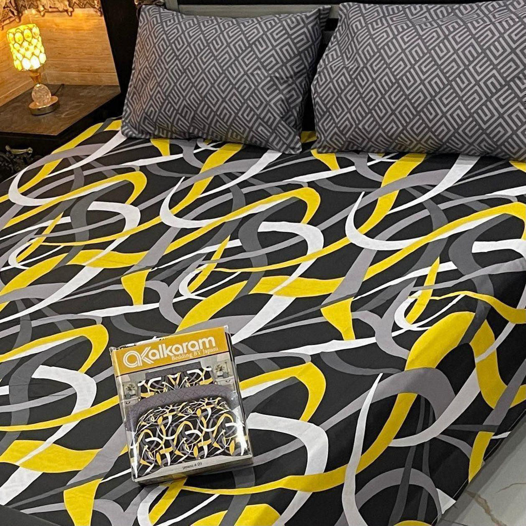 Alkaram 3Pc Mix Cotton King Pair Bedsheets