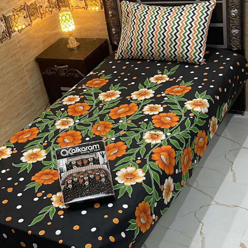 Alkaram 4Pc Mix Cotton Single Pair Bedsheets| Shop Now