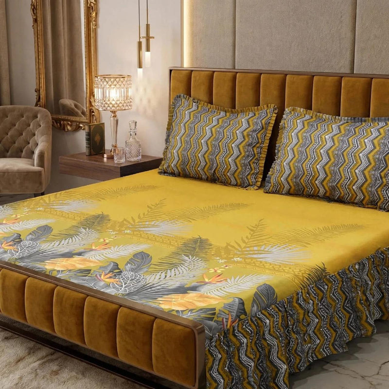 Alkaram 3Pc Stitched 2 Sided Frill Bedsheets