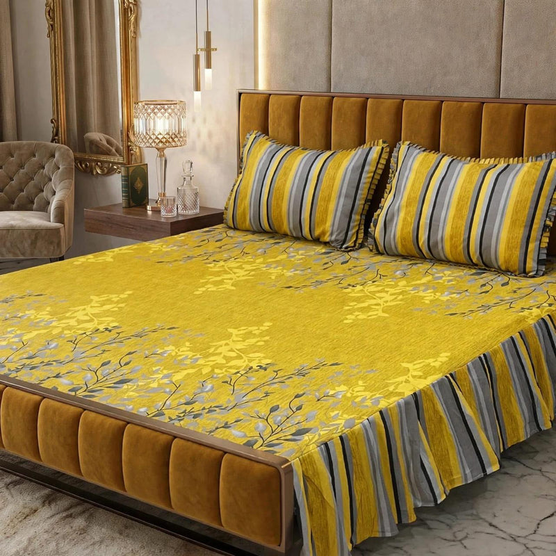 Alkaram 3Pc Stitched 2 Sided Frill Bedsheets