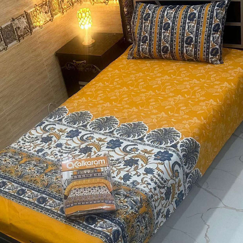 Alkaram 4Pc Mix Cotton Single Pair Bedsheets| Shop Now