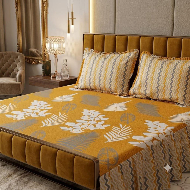 Alkaram 3Pc Stitched 2 Sided Frill Bedsheets