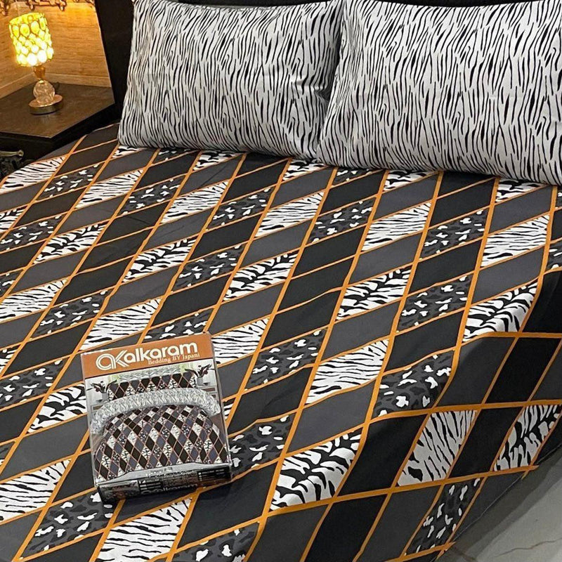 Alkaram 3Pc Mix Cotton King Pair Bedsheets