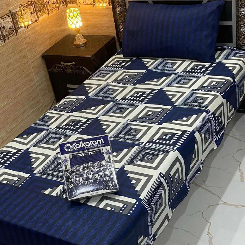 Alkaram 4Pc Mix Cotton Single Pair Bedsheets| Shop Now