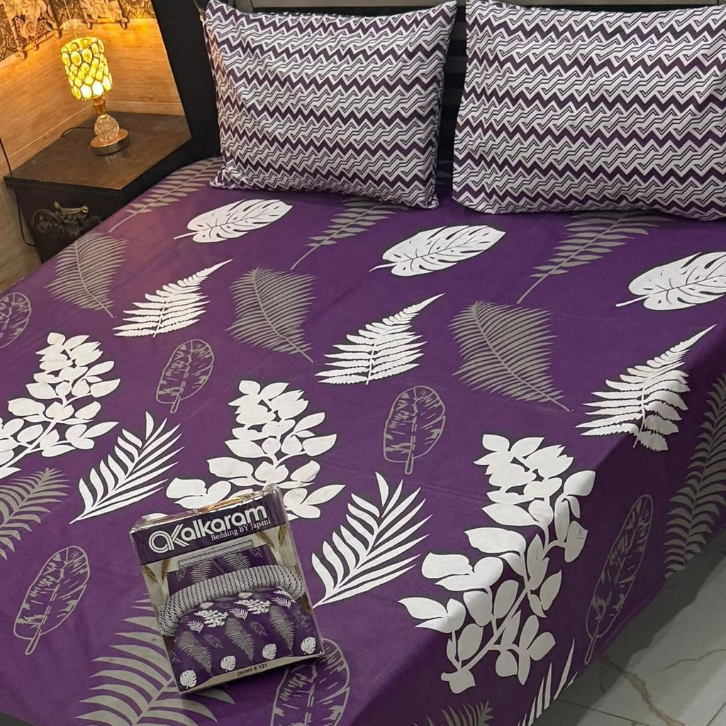 Alkaram 3Pc Mix Cotton King Pair Bedsheets