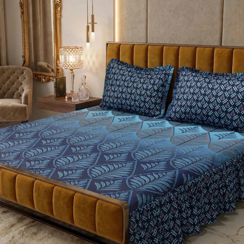 Alkaram 3Pc Stitched 2 Sided Frill Bedsheets