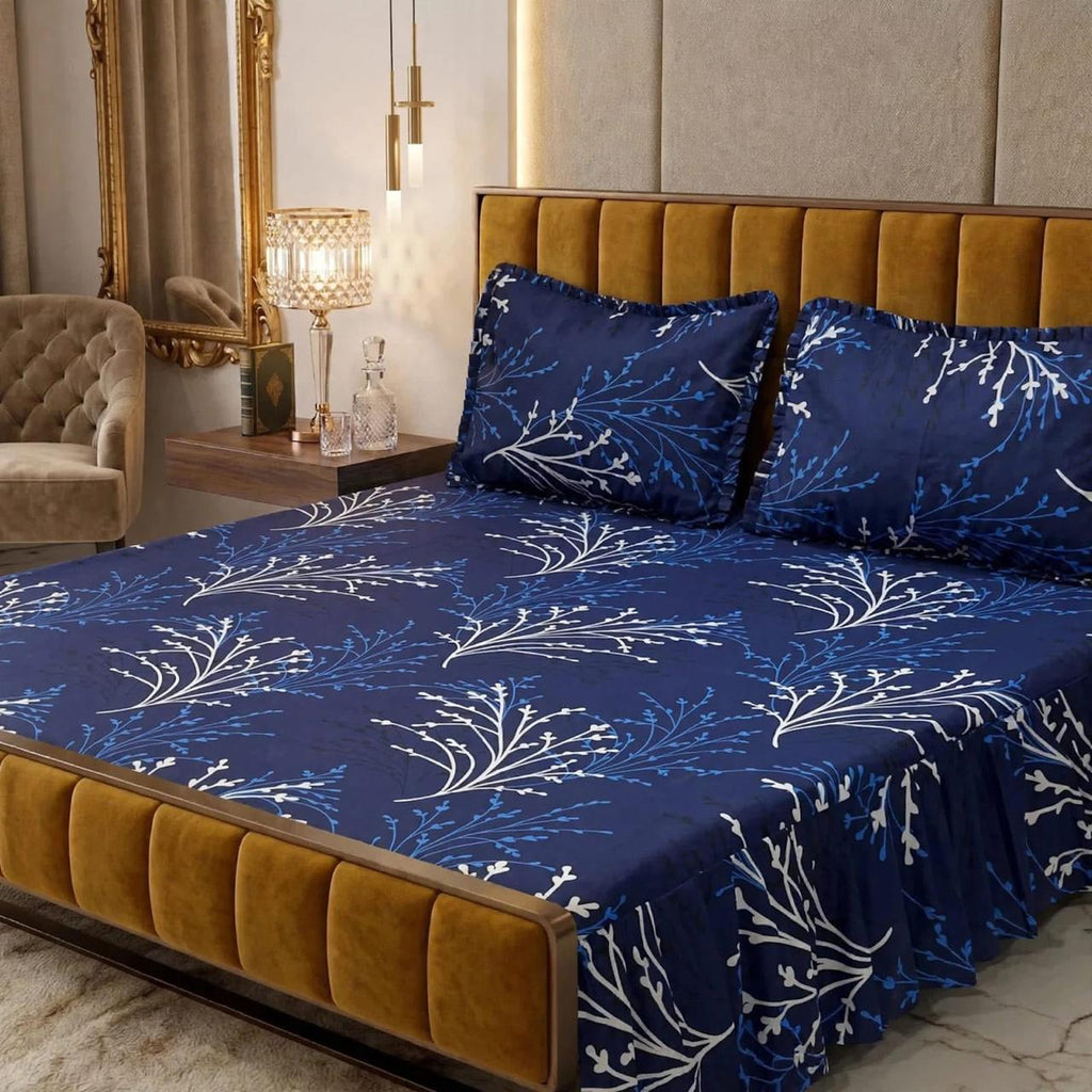 Alkaram 3Pc Stitched 2 Sided Frill Bedsheets