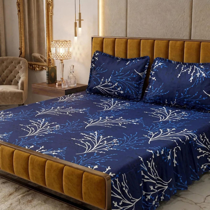 Alkaram 3Pc Stitched 2 Sided Frill Bedsheets