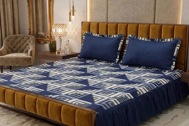 Alkaram 3Pc Stitched 2 Sided Frill Bedsheets