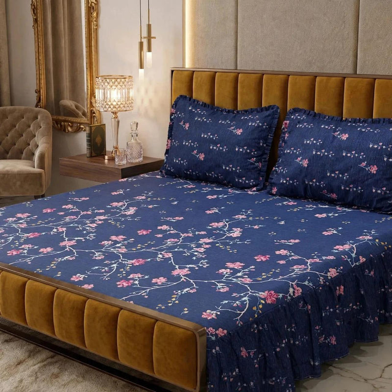 Alkaram 3Pc Stitched 2 Sided Frill Bedsheets