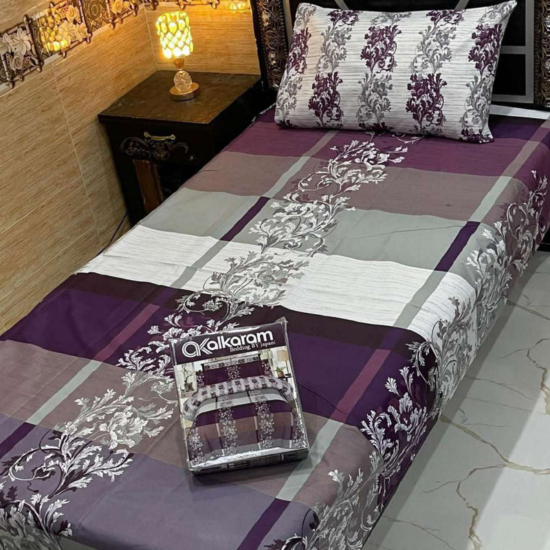 Alkaram 4Pc Mix Cotton Single Pair Bedsheets| Shop Now