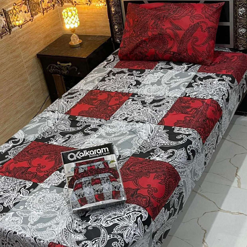 Alkaram 4Pc Mix Cotton Single Pair Bedsheets| Shop Now