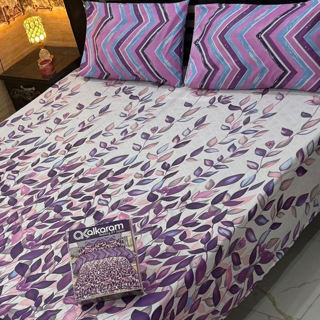 Alkaram 3Pc Mix Cotton King Pair Bedsheets
