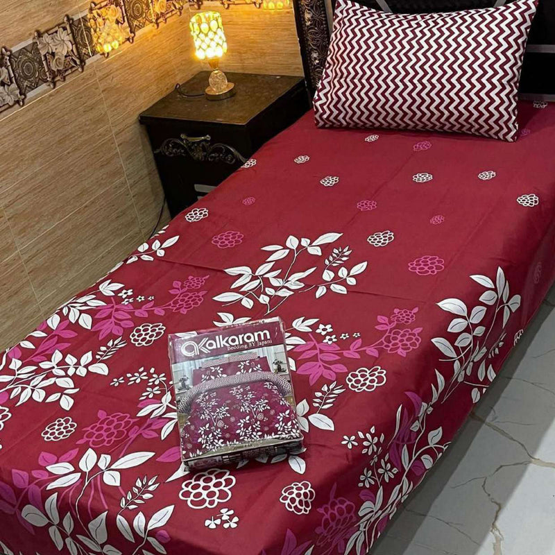 Alkaram 4Pc Mix Cotton Single Pair Bedsheets| Shop Now