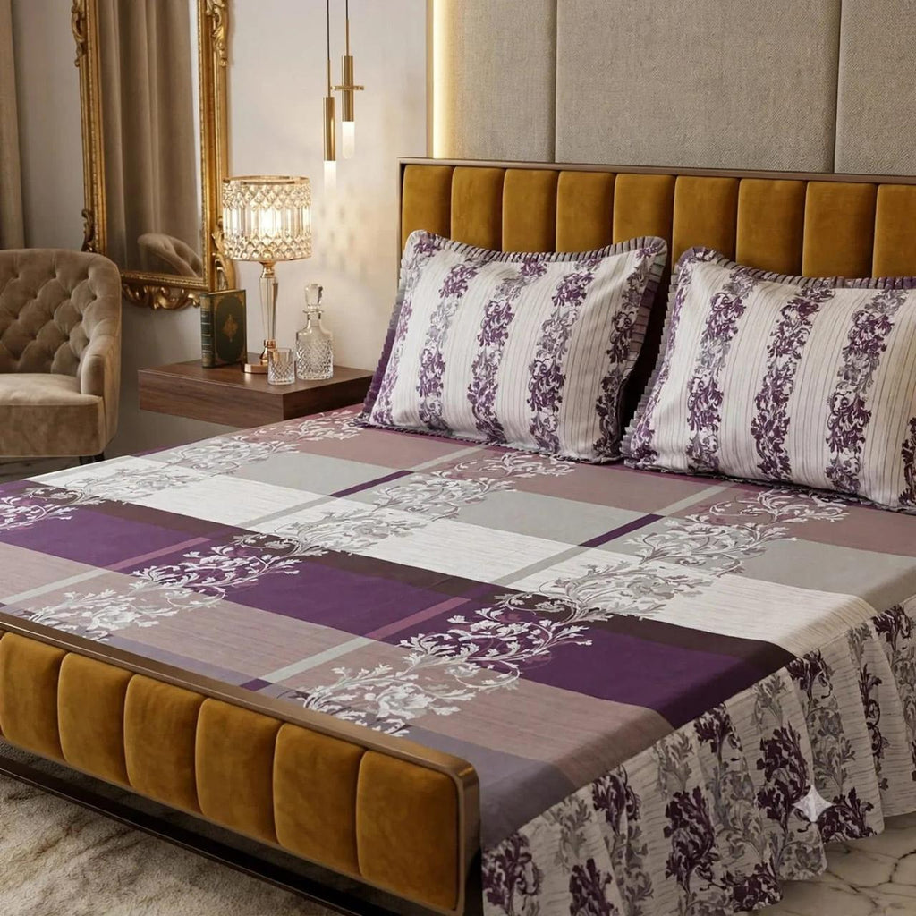 Alkaram 3Pc Stitched 2 Sided Frill Bedsheets