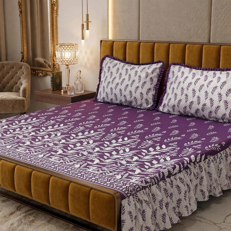 Alkaram 3Pc Stitched 2 Sided Frill Bedsheets