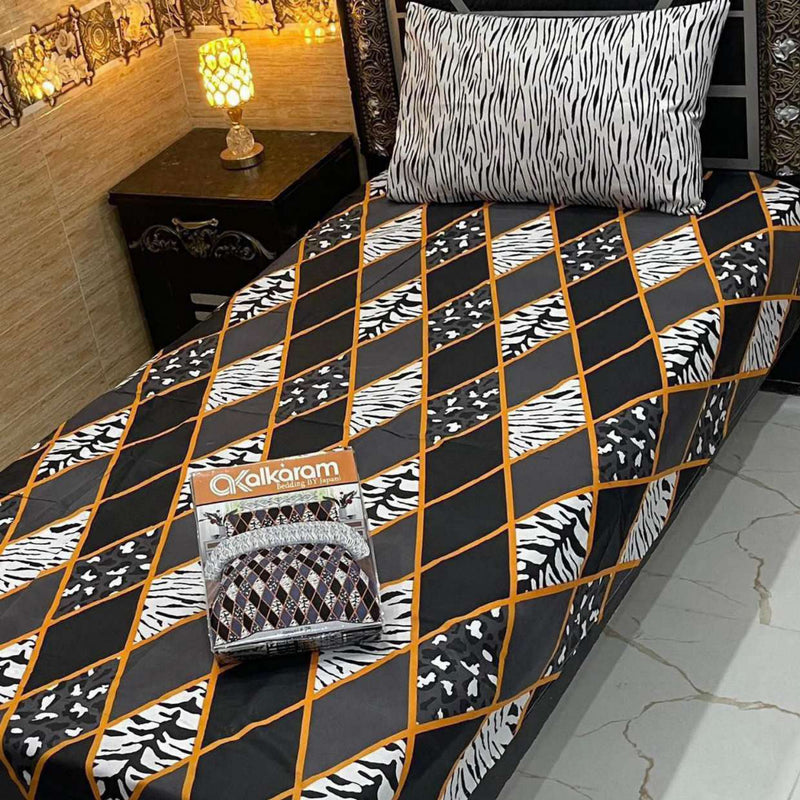 Alkaram 4Pc Mix Cotton Single Pair Bedsheets| Shop Now