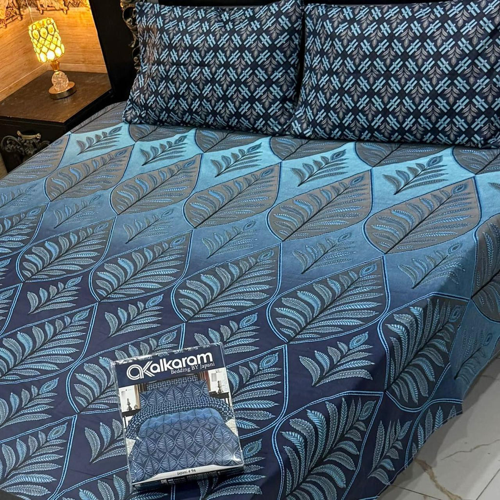 Alkaram 3Pc Mix Cotton King Pair Bedsheets