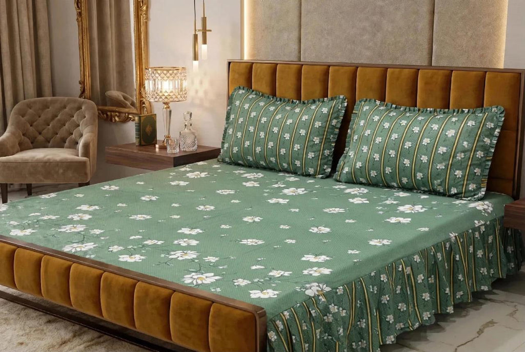 Alkaram 3Pc Stitched 2 Sided Frill Bedsheets