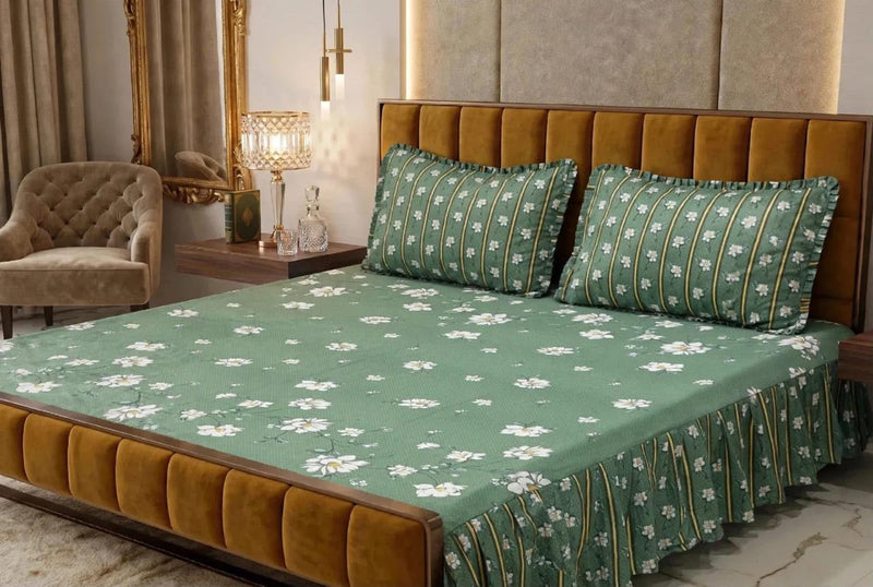 Alkaram 3Pc Stitched 2 Sided Frill Bedsheets