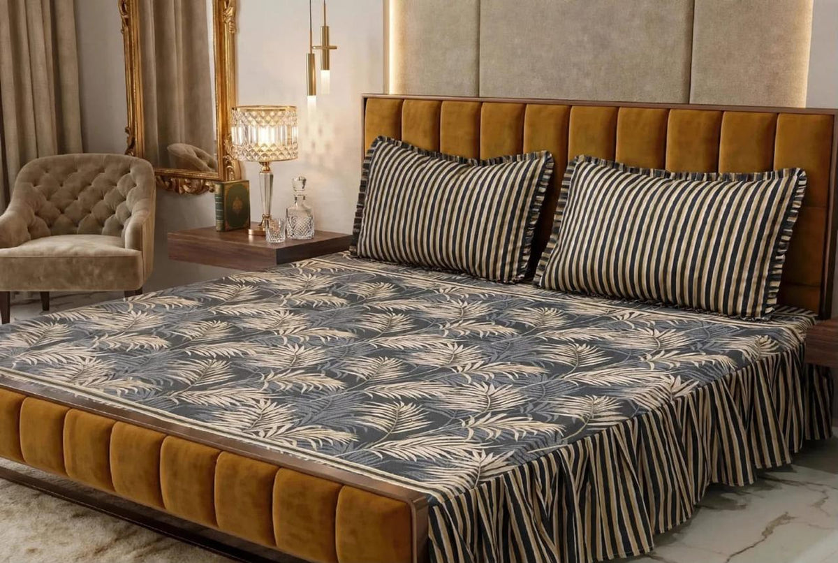 Alkaram 3Pc Stitched 2 Sided Frill Bedsheets
