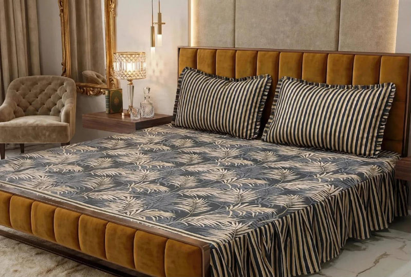 Alkaram 3Pc Stitched 2 Sided Frill Bedsheets