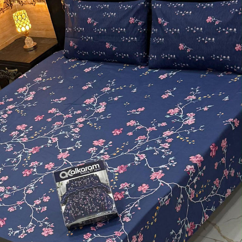 Alkaram 3Pc Mix Cotton King Pair Bedsheets