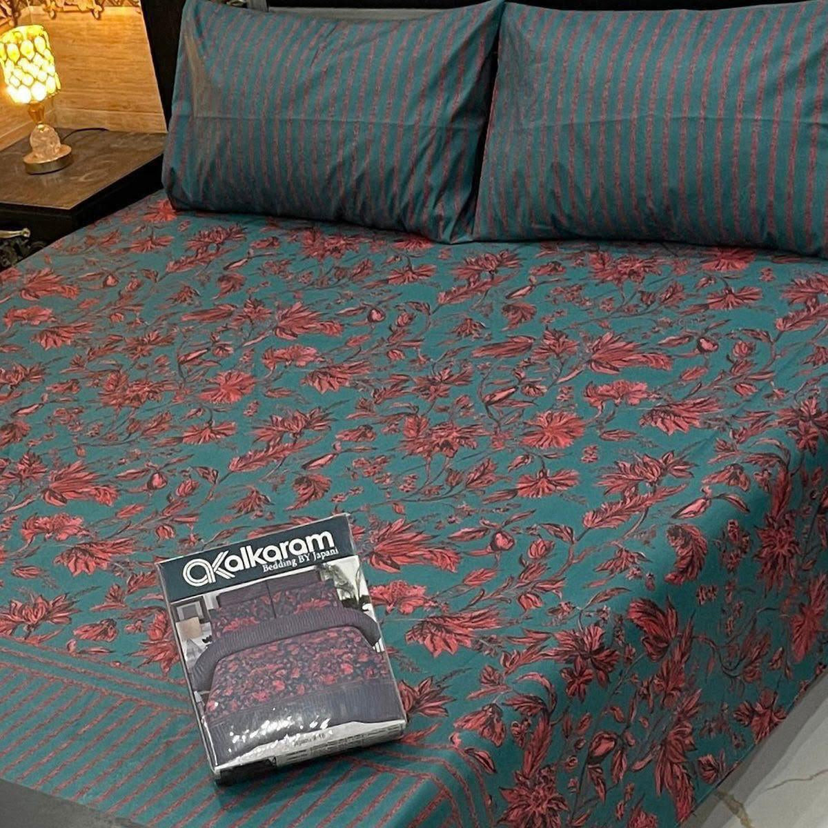 Alkaram 3Pc Mix Cotton King Pair Bedsheets