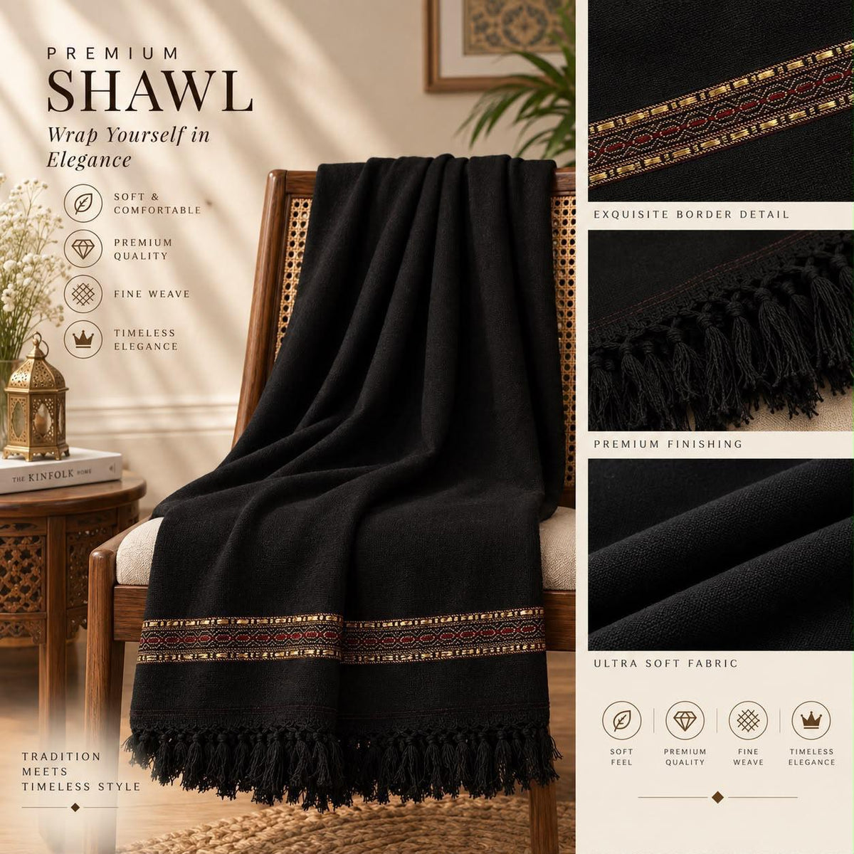 j. Mardana Shawl for Men – Premium Soft Wool Winter Shawl | 3 Yard