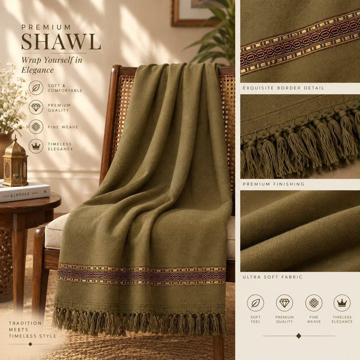 j. Mardana Shawl for Men – Premium Soft Wool Winter Shawl | 3 Yard
