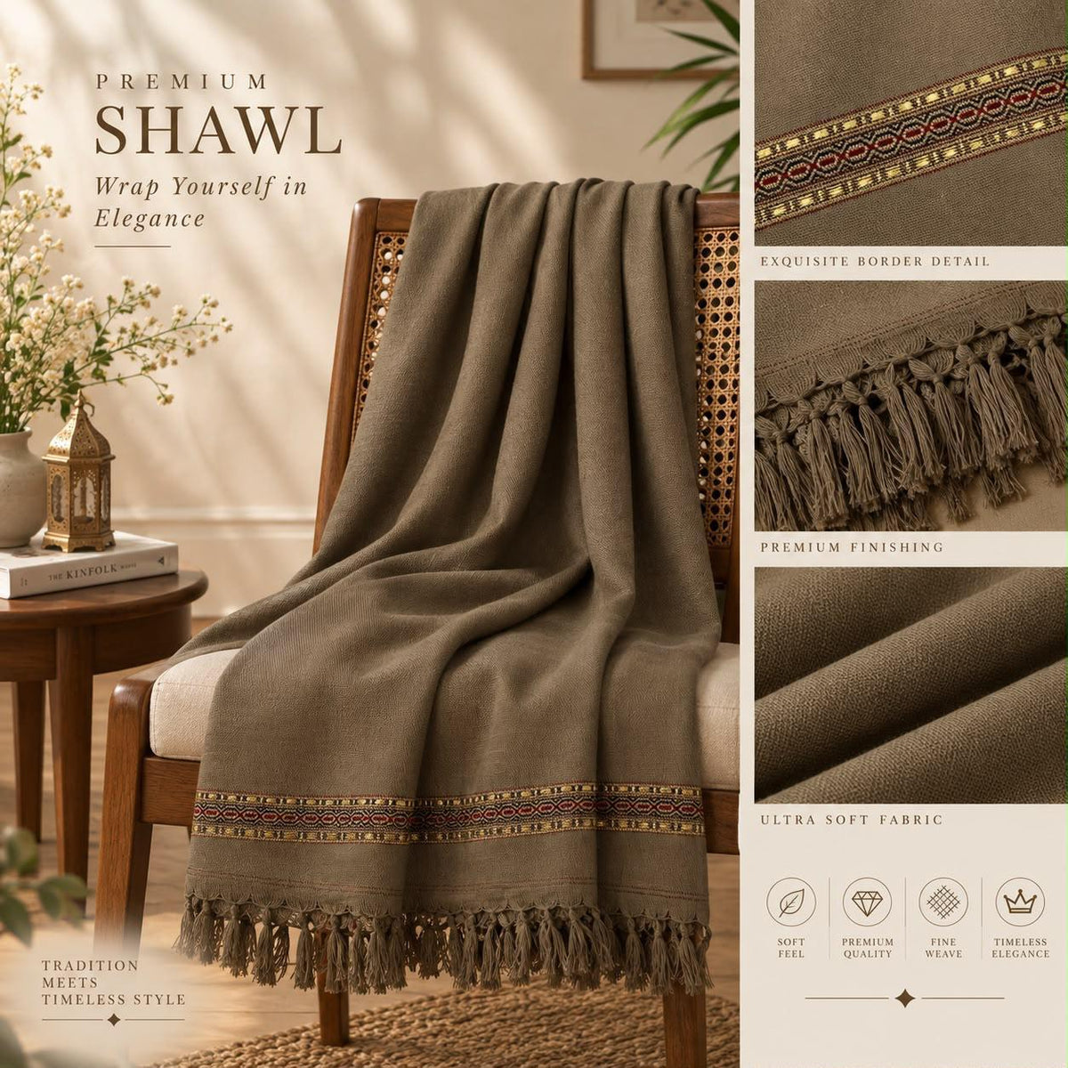 j. Mardana Shawl for Men – Premium Soft Wool Winter Shawl | 3 Yard