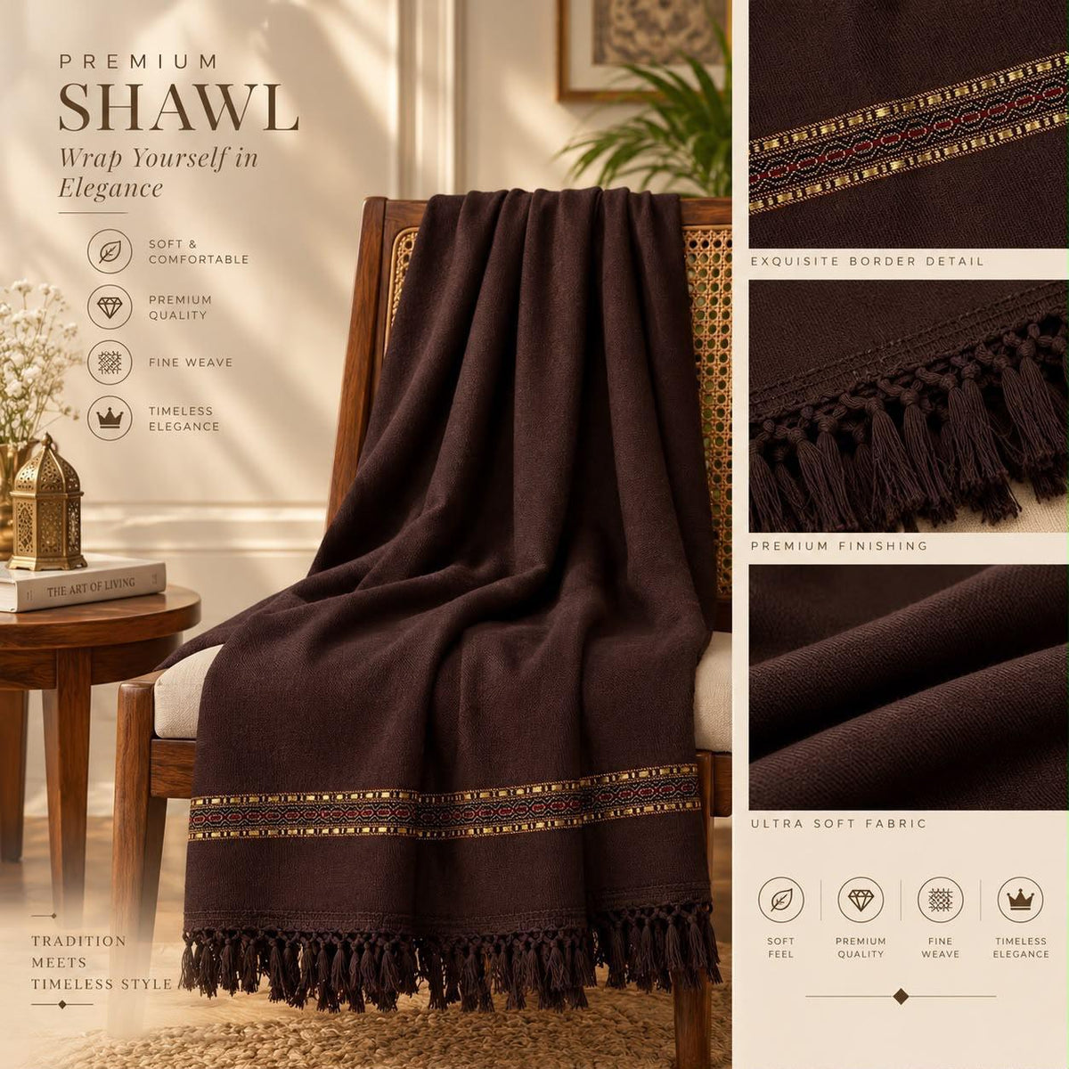 j. Mardana Shawl for Men – Premium Soft Wool Winter Shawl | 3 Yard